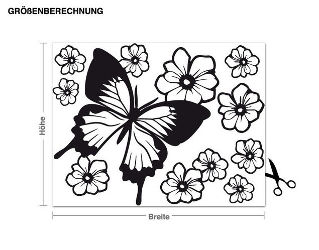 Muurstickers dieren Butterfly with blossoms