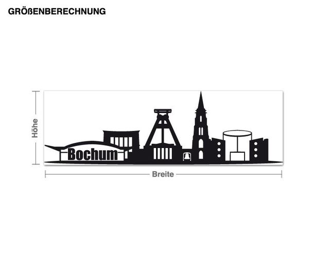 Muurstickers stadsnamen Skyline Bochum