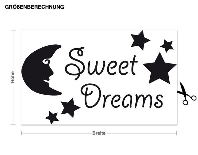 Muurstickers Sweet Dreams With Moon And Stars