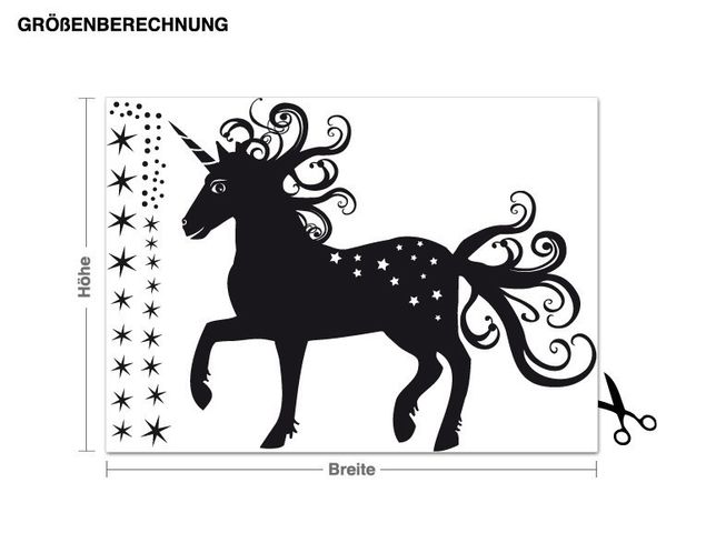 Muurstickers dieren Magical unicorn with stars
