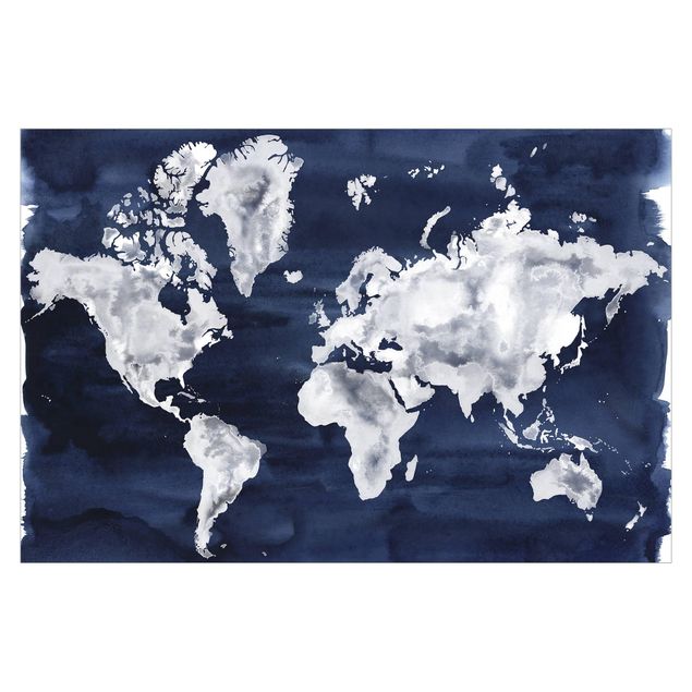 Fotobehang Water World Map Dark