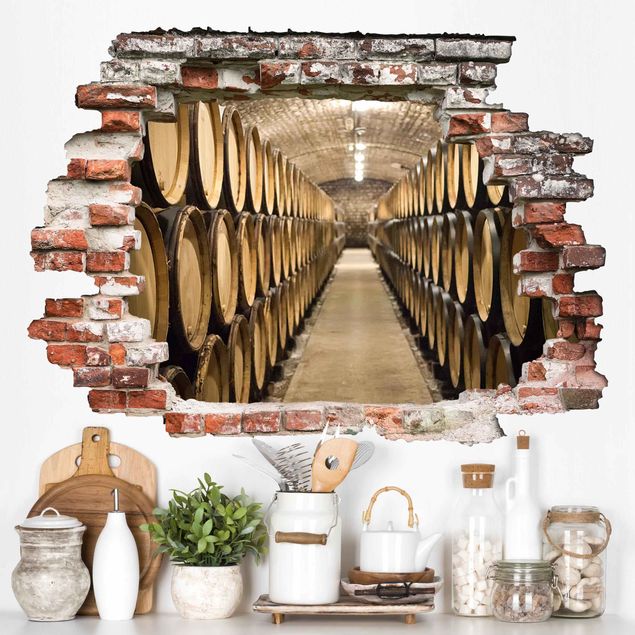 Muurstickers 3d Wine cellar