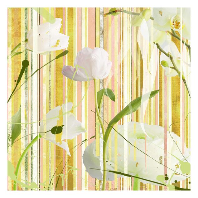 Patroonbehang White Flower Print