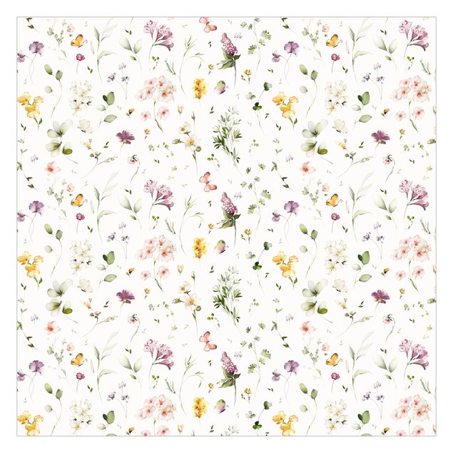 Fotobehang - Wildflowers Watercolour Pattern