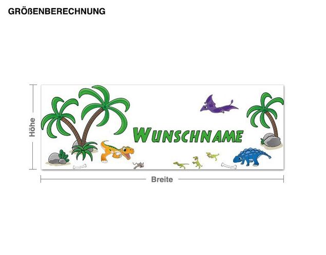 Muurstickers dino Jurassic Landscape Customised Text