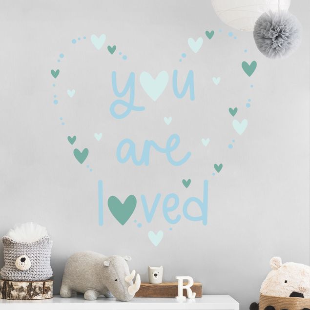Muurstickers You Are Loved Heart Blue