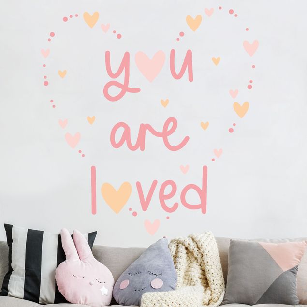 Muurstickers spreuken en quotes You Are Loved Heart Light Pink