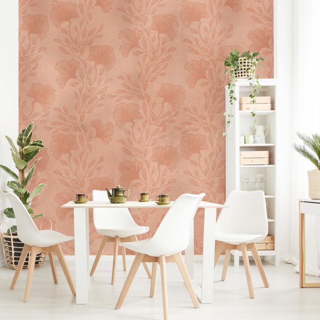 Patroonbehang Delicate Branches In Rosé Gold