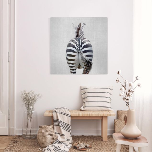 Leinwandbild - Zebra von hinten - Quadrat 1:1