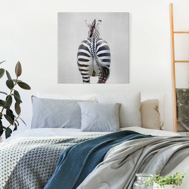 Leinwandbild - Zebra von hinten - Quadrat 1:1