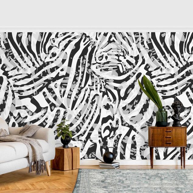 Fotobehang Zebra Pattern In Shades Of Grey