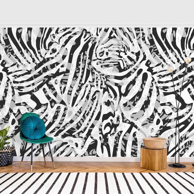 Fotobehang Zebra Pattern In Shades Of Grey