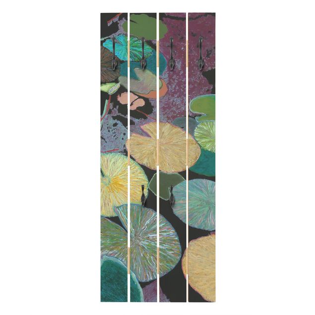 Wandkapstokken houten pallet Lily With Leaves IV