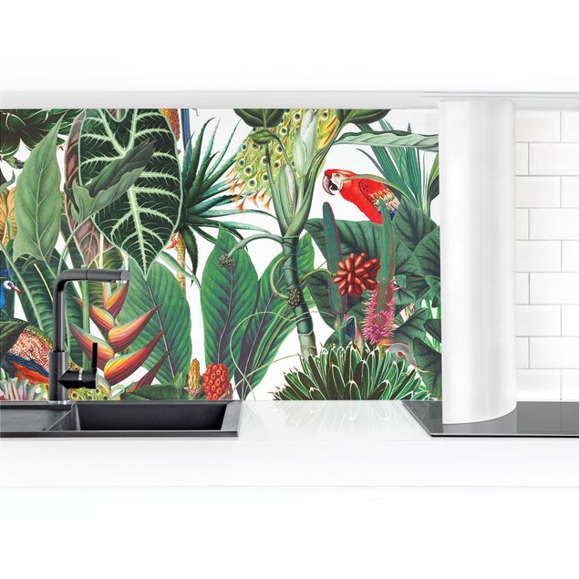 Achterwand in keuken Colourful Tropical Rainforest Pattern II