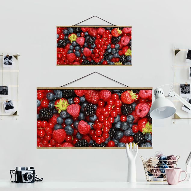 Stoffen schilderij met posterlijst Fruity Berries