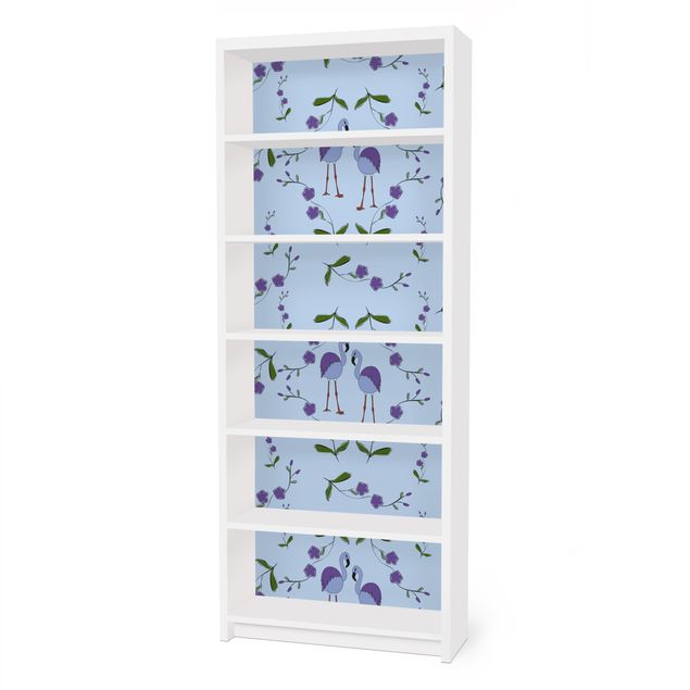 Meubelfolie IKEA Billy Boekenkast Mille Fleurs pattern Design Blue