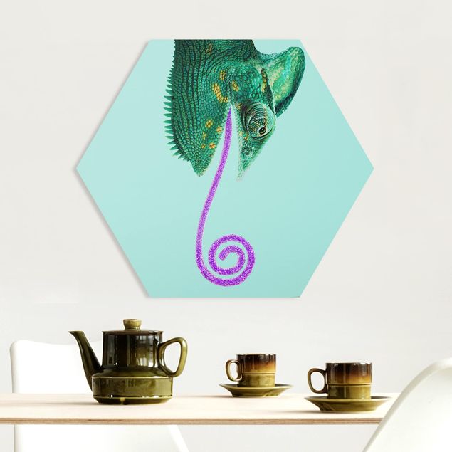 Hexagons Forex schilderijen Chameleon With Sugary Tongue