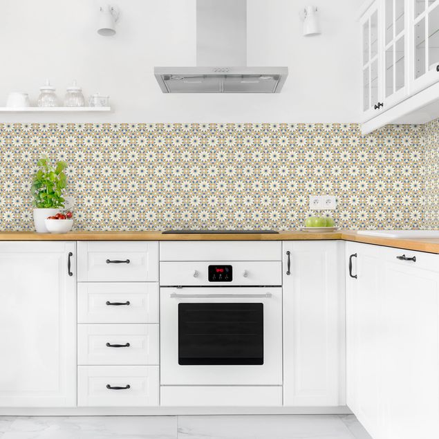 Achterwand voor keuken tegelmotief Oriental Patterns With Yellow Stars