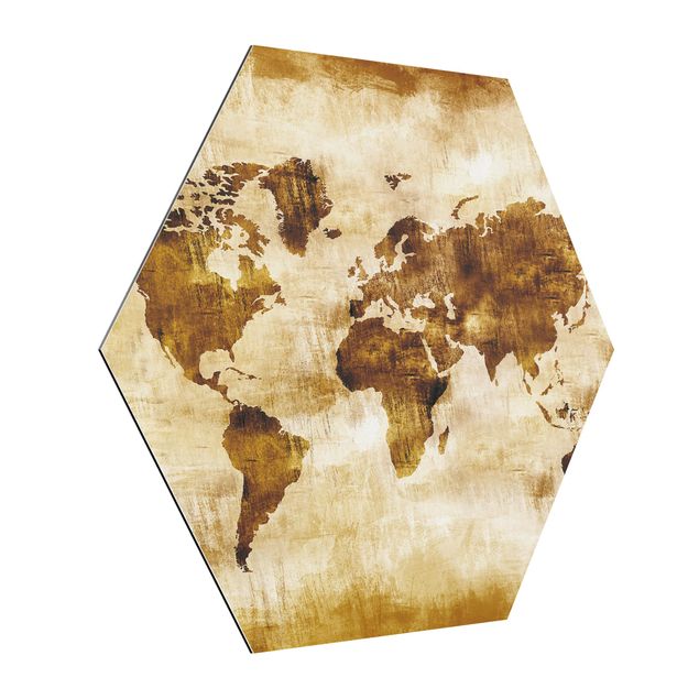 Hexagons Aluminium Dibond schilderijen No.CG75 Map Of The World