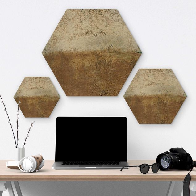 Hexagons houten schilderijen Elements Of Life