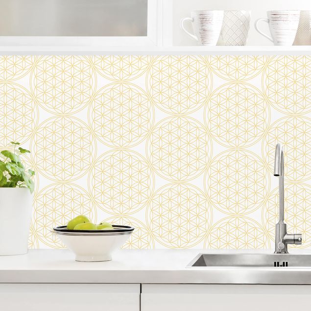 Achterwand voor keuken patroon Flower Of Life Pattern Gold