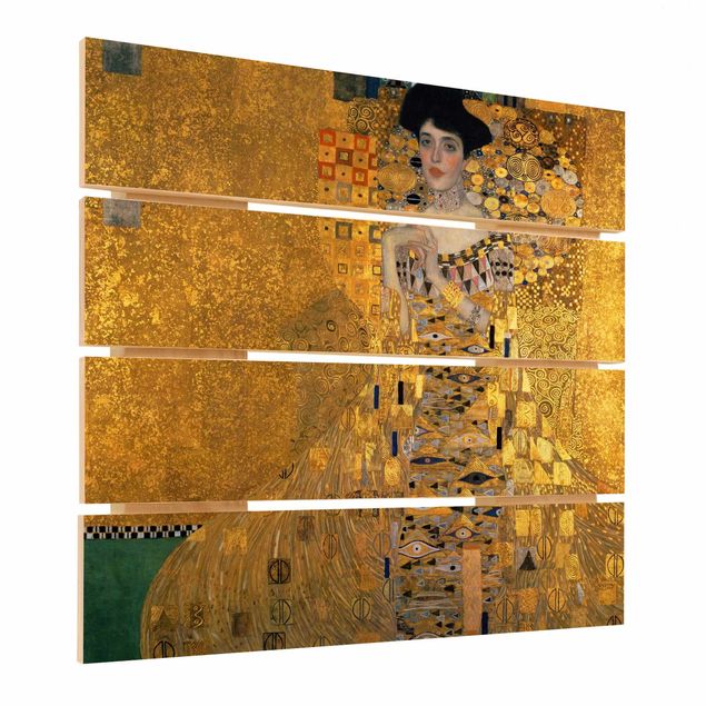 Houten schilderijen op plank Gustav Klimt - Portrait Of Adele Bloch-Bauer I