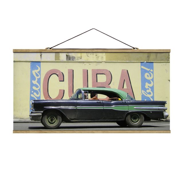 Stoffen schilderij met posterlijst Show me Cuba