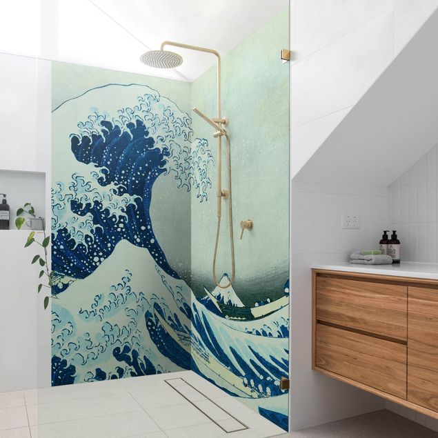 Douche wandpaneel Katsushika Hokusai - The Great Wave At Kanagawa