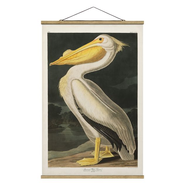 Stoffen schilderij met posterlijst Vintage Board White Pelican