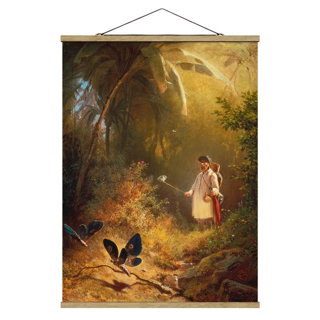 Stoffen schilderij met posterlijst Carl Spitzweg - The Butterfly Hunter
