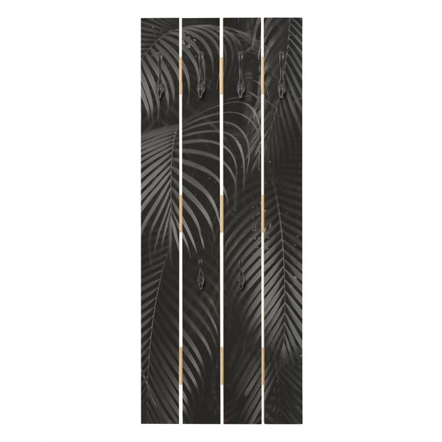 Wandkapstokken houten pallet Black Palm Fronds
