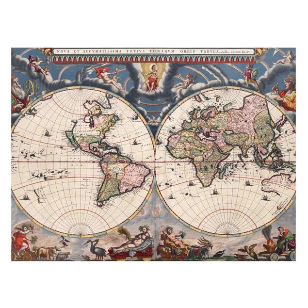 Magneetborden Historic World Map Nova Et Accuratissima Of 1664