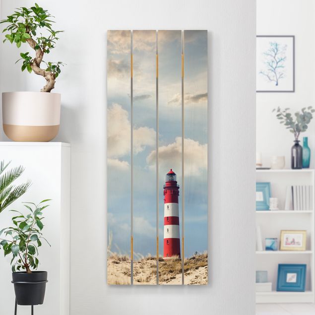 Houten schilderijen op plank Lighthouse Between Dunes