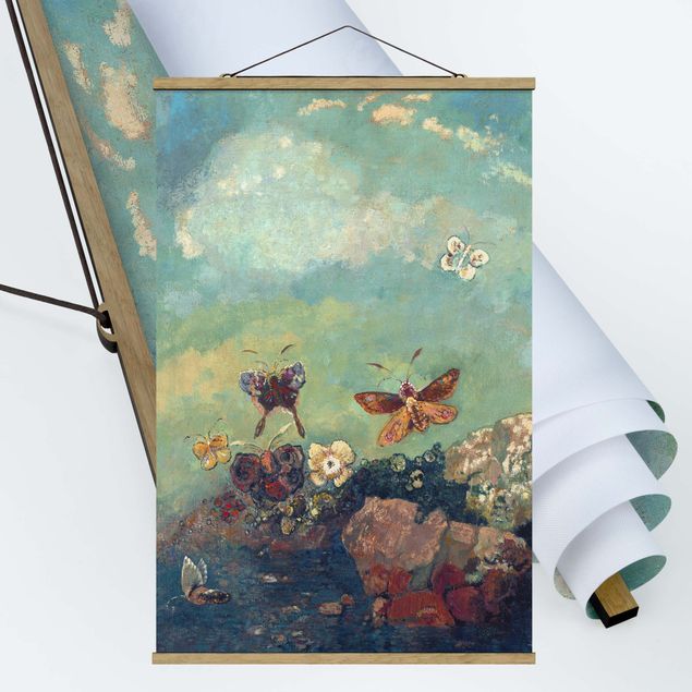 Stoffen schilderij met posterlijst Odilon Redon - Butterflies