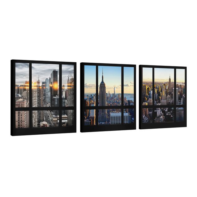 Canvas schilderijen - 3-delig Window Views Of New York
