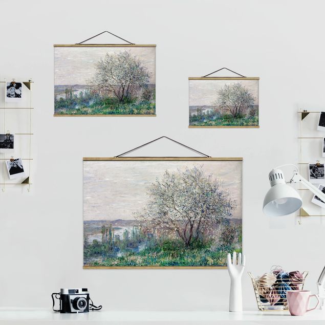 Stoffen schilderij met posterlijst Claude Monet - Spring in Vétheuil