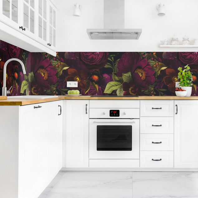 Achterkant keuken Purple Blossoms Dark