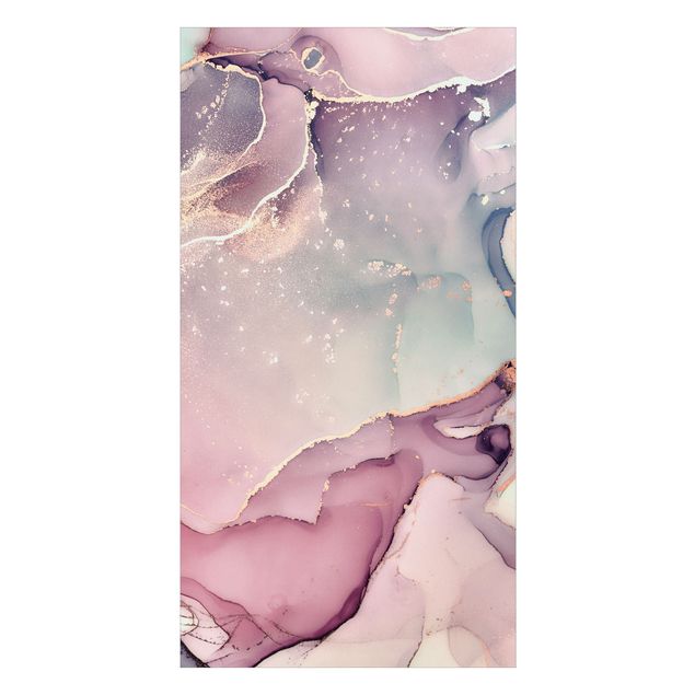 Duschrückwand - Aquarell Pastell Rosa mit Gold