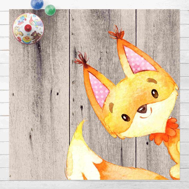 Balkonkleden Watercolour Fox On Wood