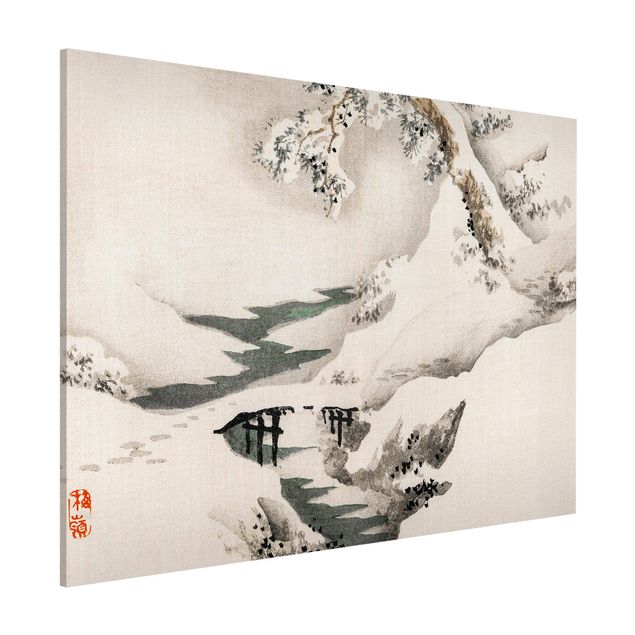 Magneetborden Asian Vintage Drawing Winter Landscape