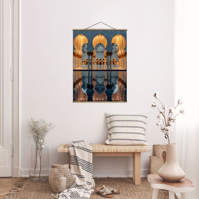 Stoffen schilderij met posterlijst Reflections In The Mosque