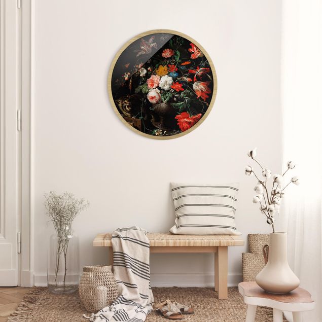 Rond schilderijen Abraham Mignon - Il bouquet rovesciato
