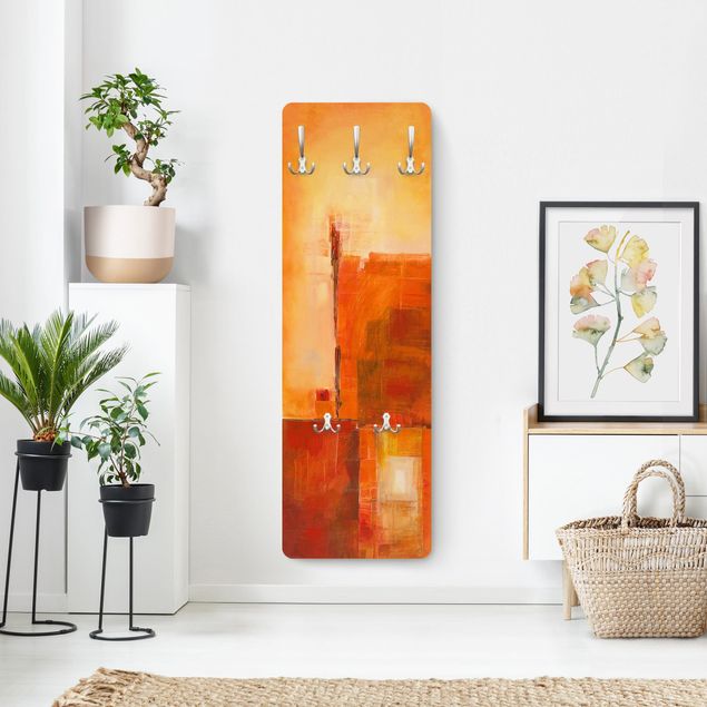 Wandkapstokken houten paneel Abstract Orange Brown