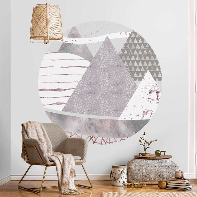 Behangcirkel Abstract Mountain Landscape Pastel Pattern