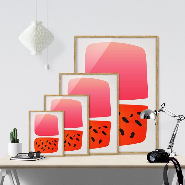 Ingelijste posters Abstract Shapes - Melon And Pink