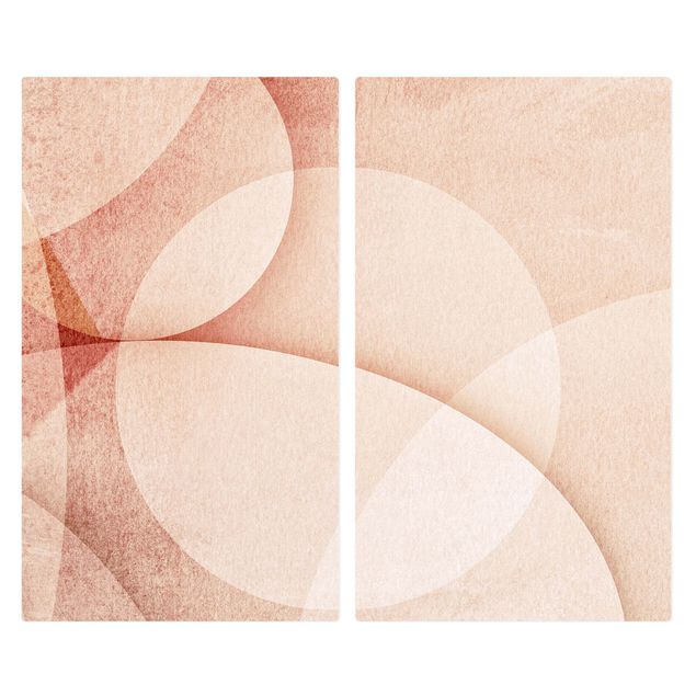 Kookplaat afdekplaten Abstract Graphics In Peach-Colour