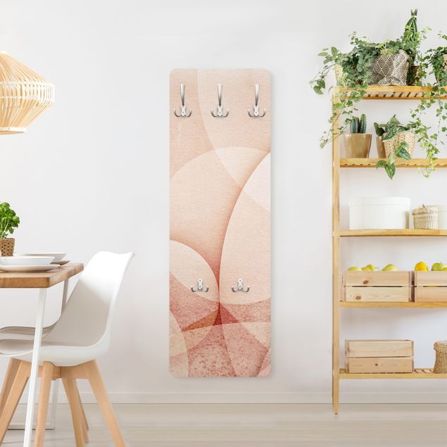 Wandkapstokken houten paneel Abstract Graphics In Peach-Colour