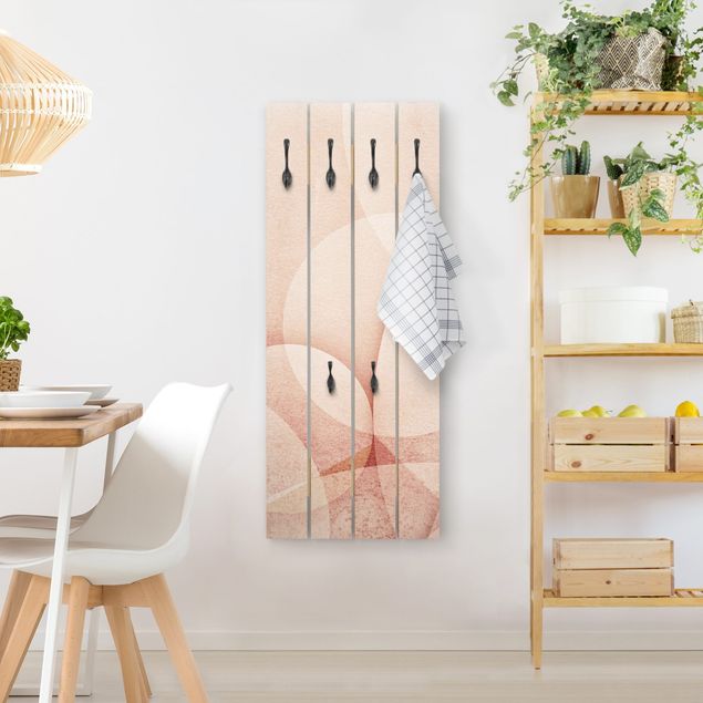 Wandkapstokken houten pallet Abstract Graphics In Peach-Colour