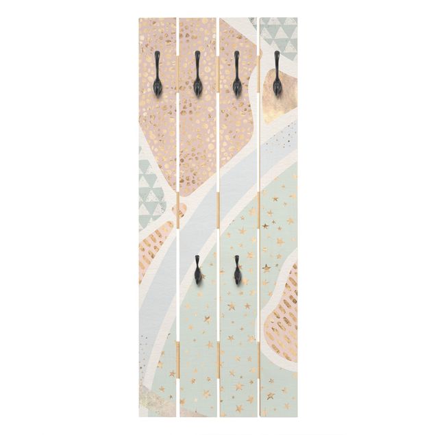 Wandkapstokken houten pallet Abstract Seascape Pastel Pattern