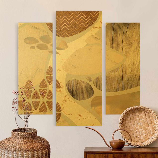 Canvas schilderijen - 3-delig Abstract Quarry Pastel Pattern